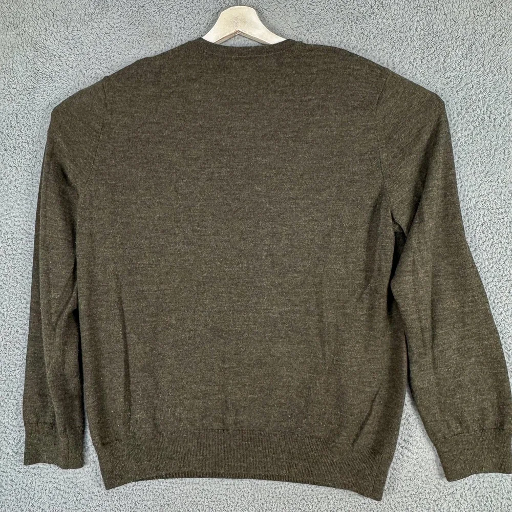 Banana Republic Sweater Mens Large Brown 100% Merino Wool Argyle V Neck Pullover